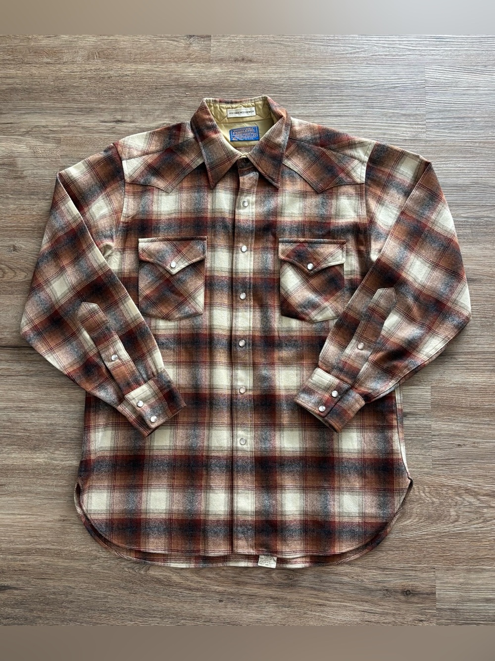 Pendleton snap Western L Lg 100% pure wool men’s long sleeve shirt. GREAT cond - Picture 12 of 12